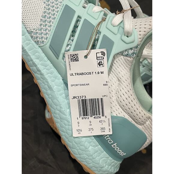 New Women’s 10.5 Adidas UltraBoost 1.0 ‘Mint Ton’ Cloud White JR3373 - Picture 8 of 9